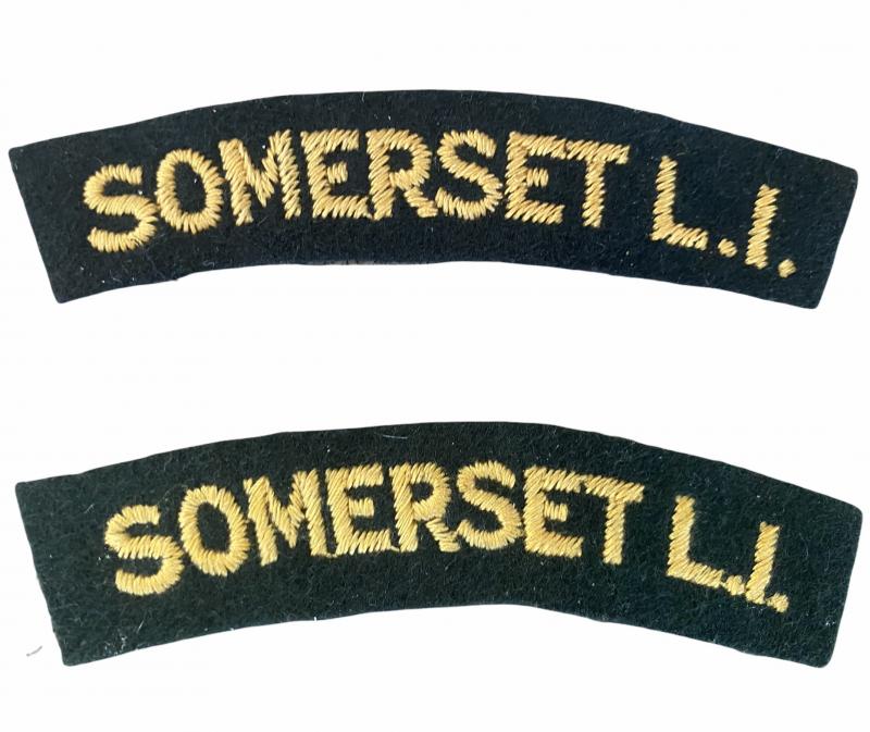 Set Of Somerset Light Infantry Shoulder Titles - Nice Used Condition