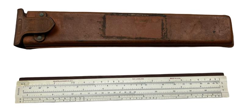 U.S. Army Equivalents & Abbreviations Ruler In Leather Wallet - Nice Used Condition