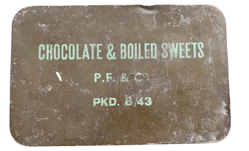 British Ration Tin Chocolate And Boilied PF.& Co. Ltd and dated 8/43  - Nice Used Condition