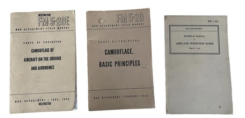 Three U.S. Manuals:  Camouflage  of aircraft and Airplane Inspection Guide  - Nice Used Condition