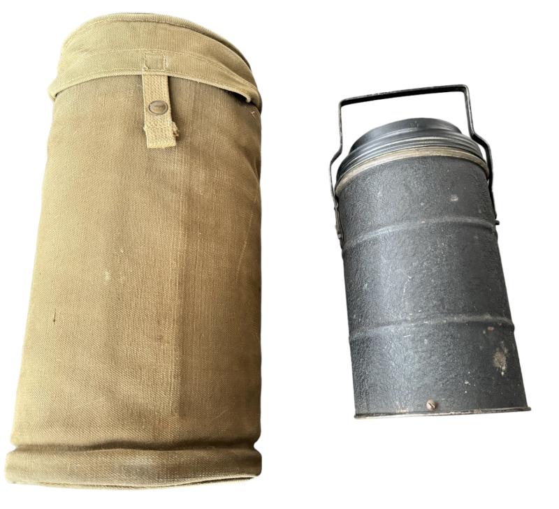 British (Airborne) Thermos Flask 1944 And Webbing Carrier - Nice Used Condition