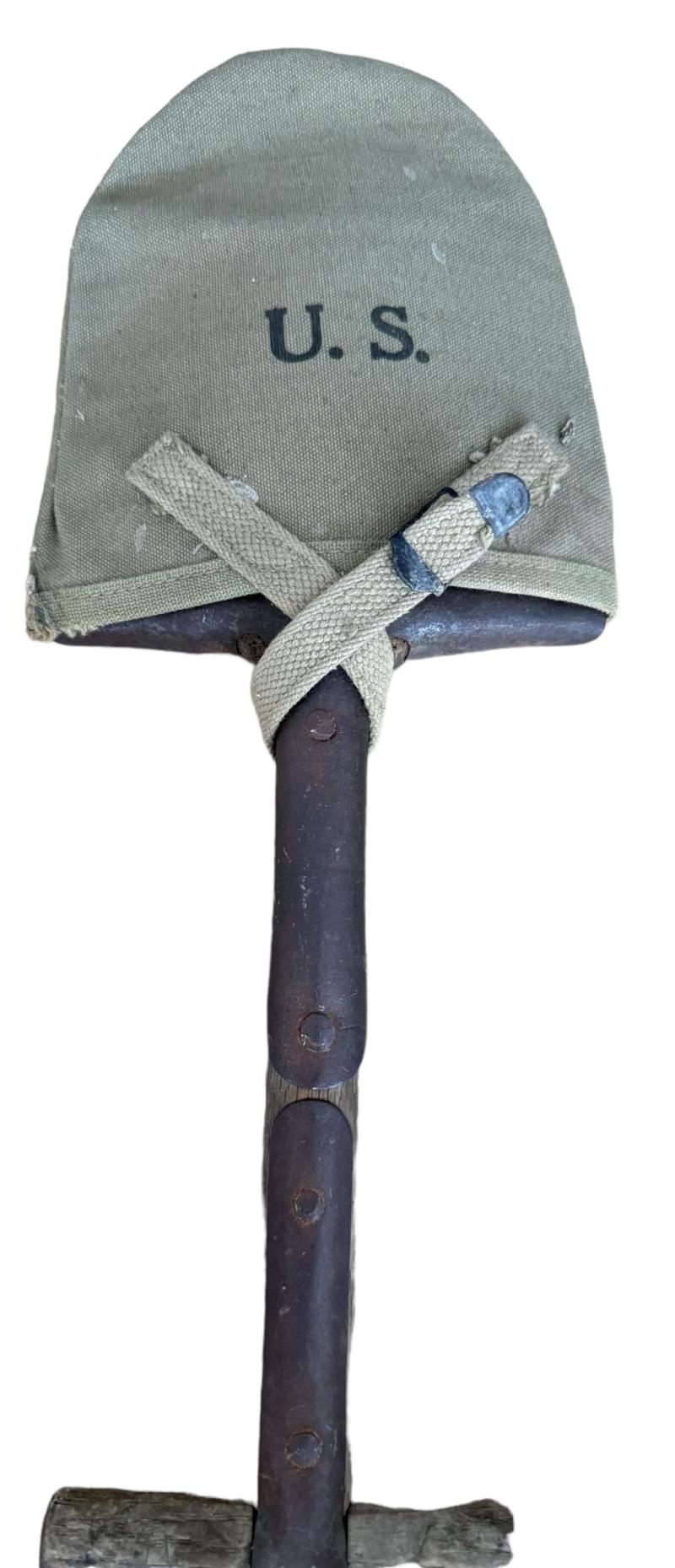 Rare U.S. Airborne Modified i.e. Shortened T Shovel And Carrying Case - Nice Used Condition