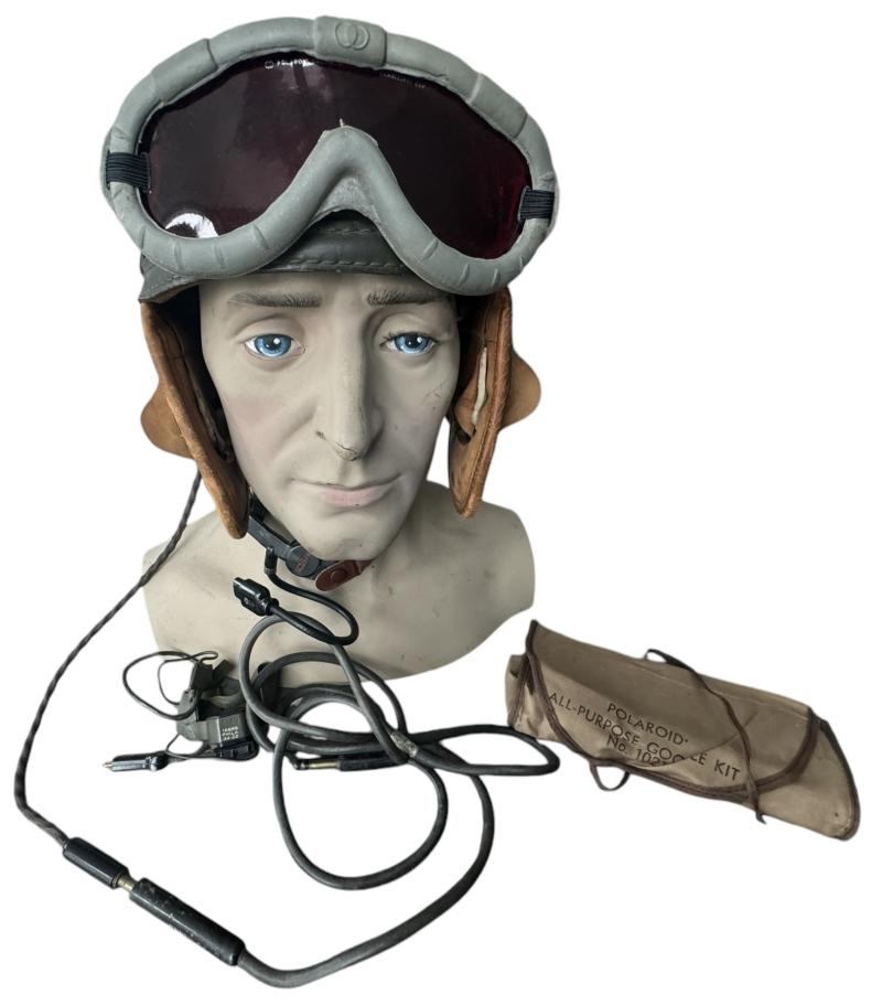 U.S. Tank i.e. Crash Helmet Complete With Earphones And Goggles - Nice Used Condition