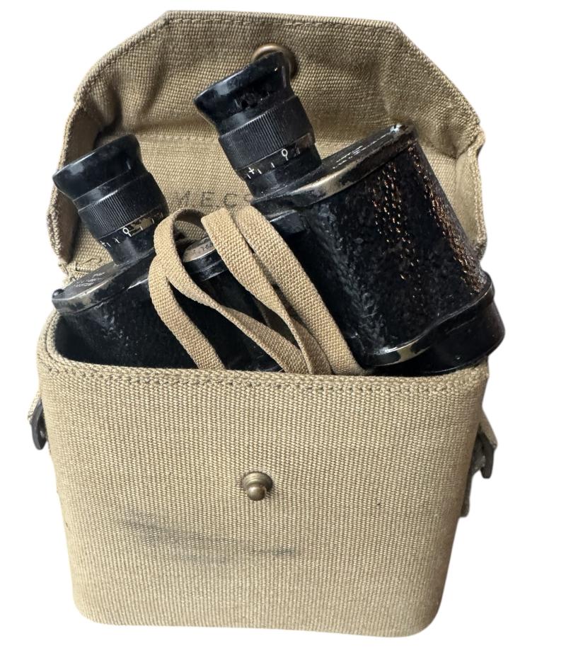 British 1937 Pattern Binocular Case 1940 & Binoculars  - Nice Used Condition