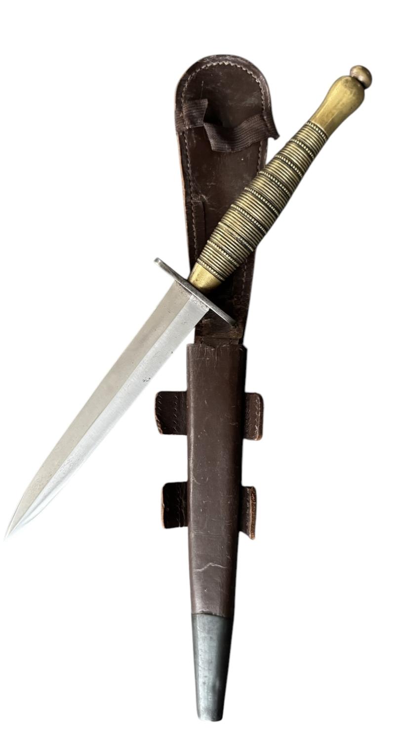 British (Airborne) Beaded and Ribbed Fairbairn Sykes Fighting Knife  - Nice Used Condition