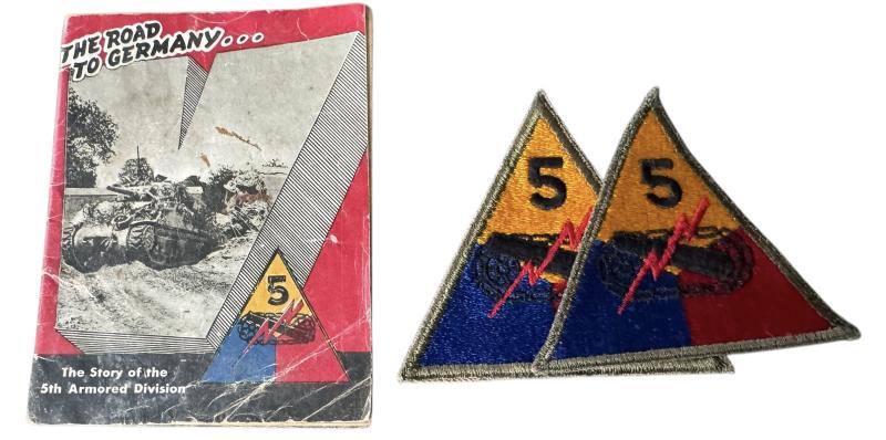 U.S. 5th Armoured Division Story And Patches - Nice Used Condition