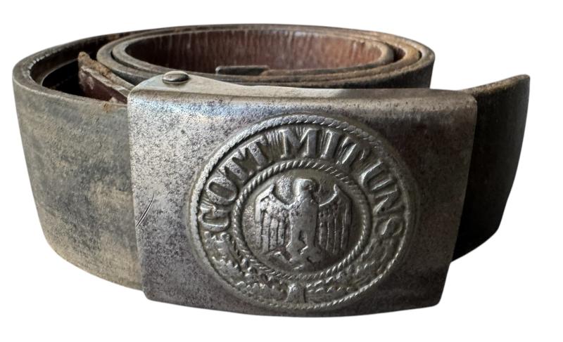 WH (HEER) Belt 1942 And  Belt Buckle On Leather Tab 1940 & Makers Marked Richard Sieper & Söhne - Nice Used Condition