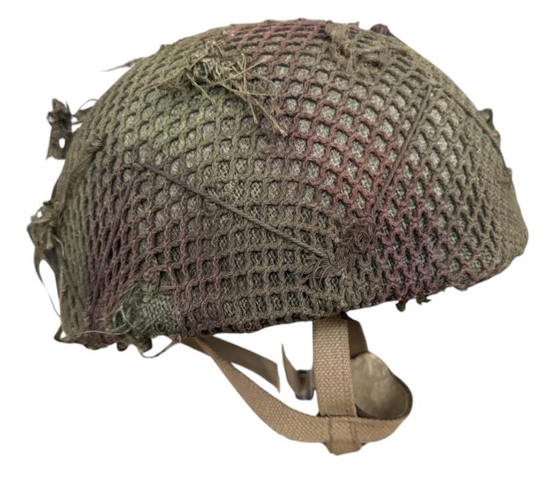 British (Airborne) MK3 Paratrooper Combat Helmet 1944 With Original Mounted Netting & Camouflage - Nice Used Condition