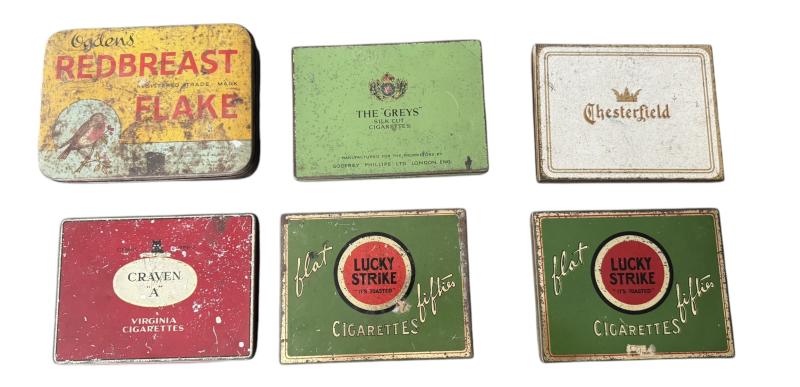 Variation Of World War Two Era Cigarette Tins - Nice Used Condition