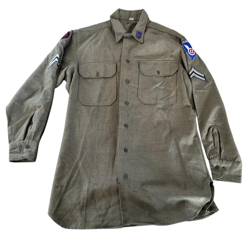U.S. Wool Shirt  Badged To A 11th U.S. Airborne Sergeant - Nice Used Condition