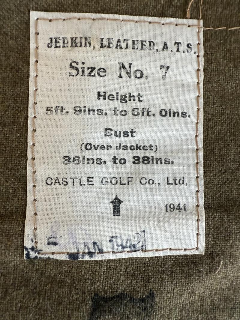 British Camoflaged ATS Leather Jerkin 1941 -Unissued Condition