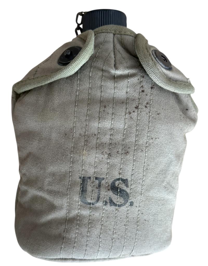 U.S. (Airborne) M-1941 Mounted Canteen Cover 1943 And Canteen & Cup - Nice Used Condition