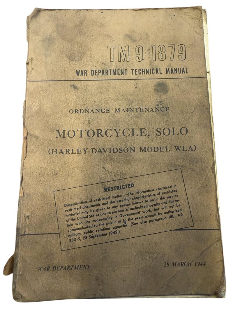 Harley-Davidson Technical Manual For Model WLA TM 9-1879 - Nice UsedCondition