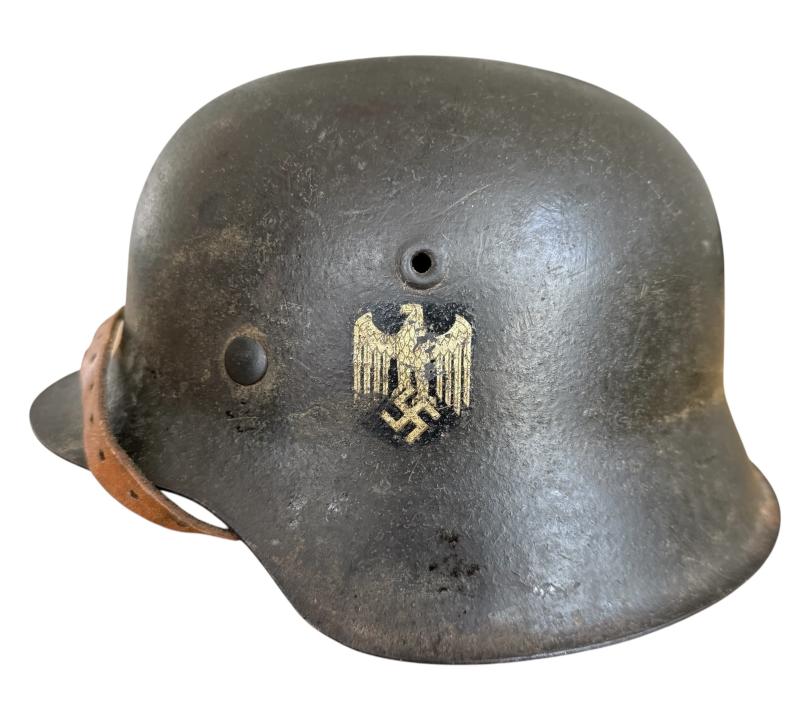 WH (Heer) M42 Single Decal Combat Helmet - Nice Used Condition