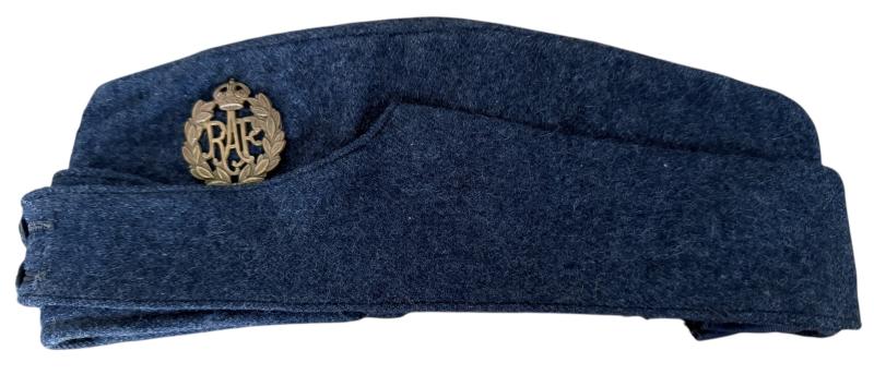 Royal Air Force Side Cap With Brass Cap Badge - Nice Used Condition
