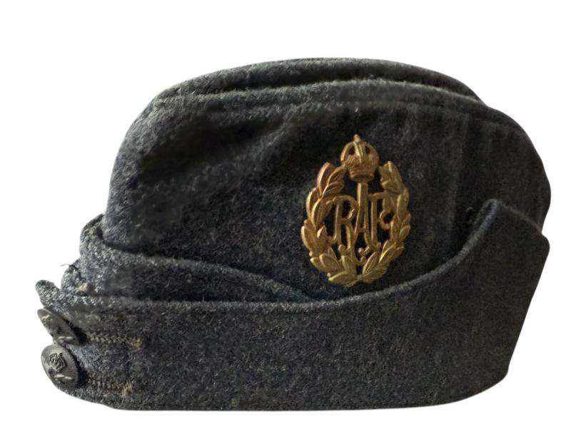 Royal Air Force Side Cap With Brass Cap Badge - Nice Used Condition