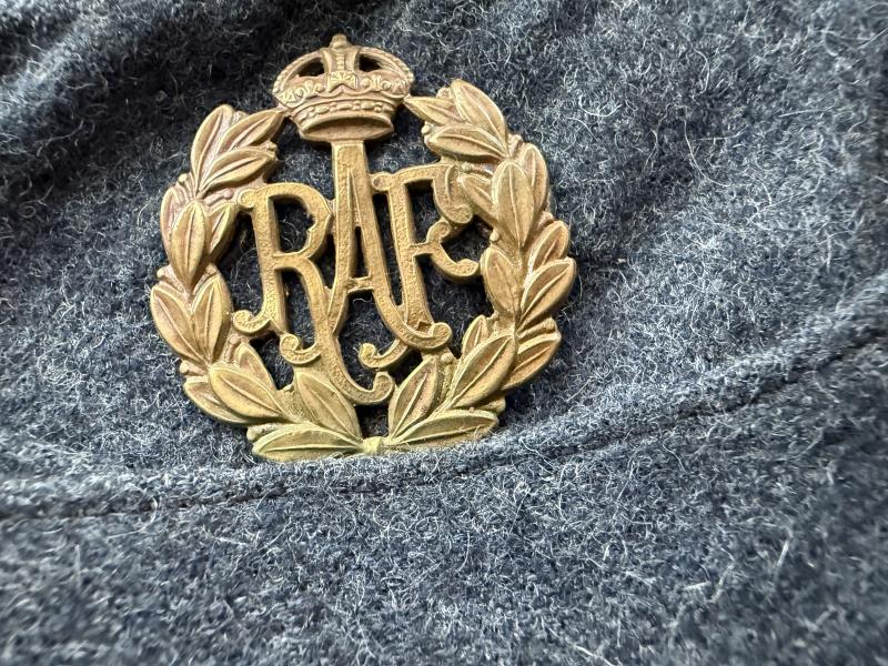 Royal Air Force Side Cap With Brass Cap Badge - Nice Used Condition