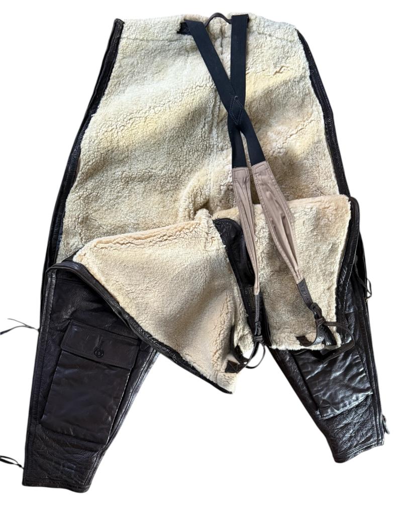 US Navy Aero Leather Flyers Flight Trousers M-446A Pants HLB Corp. 42 WWII - Nice Used Condition