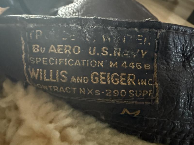 US Navy Aero Leather Flyers Flight Trousers M-446A Pants HLB Corp. 42 WWII - Nice Used Condition