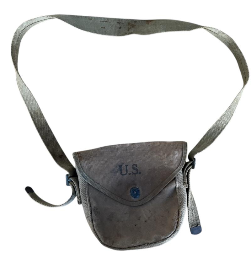 U.S. Thompson Sub Machine Gun Drum Magazine Canvas Cover - Nice Used Condition