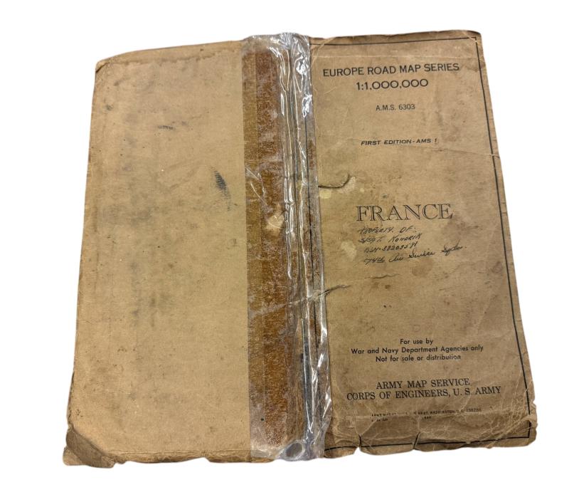 U.S. (Airborne/Engineers) France Road Map 1944 - Nice Used Condition