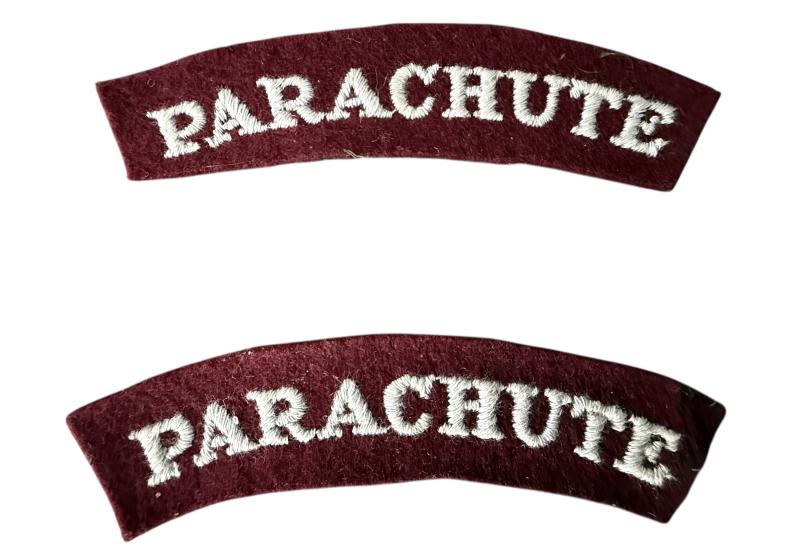British Maroon Parachute Regiment Glueback PARACHUTE Shoulder Titles - Unussued Condition