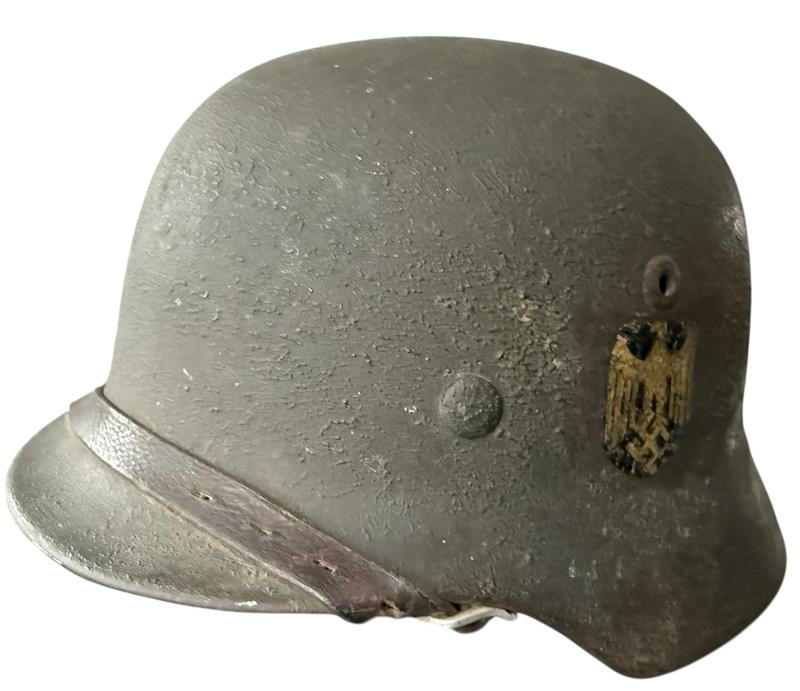 WH (Heer) M35 Double Decal Camouflaged Helmet - Nice Used Condition