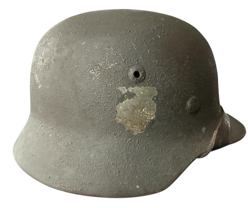 WH (Heer) M35 Double Decal Camouflaged Helmet - Nice Used Condition
