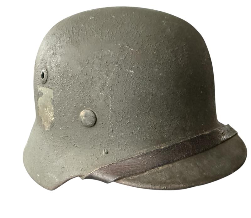 WH (Heer) M35 Double Decal Camouflaged Helmet - Nice Used Condition