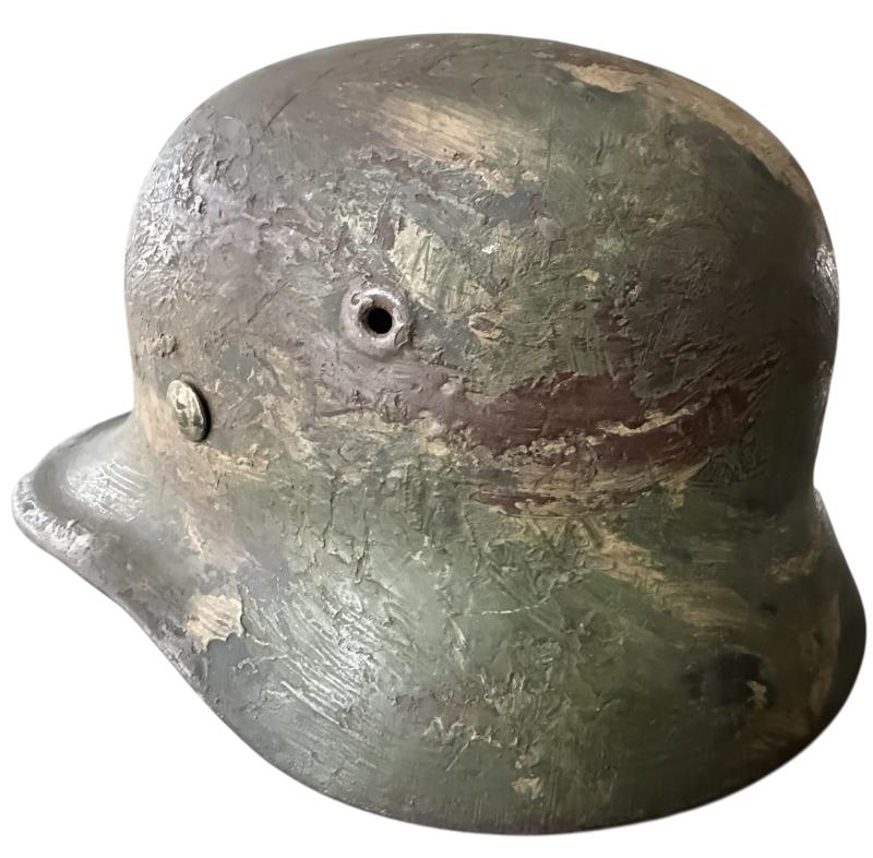 WH (HEER) M40 Three Tone 'Normandy' Camouflage Helmet - Nice Used Condition
