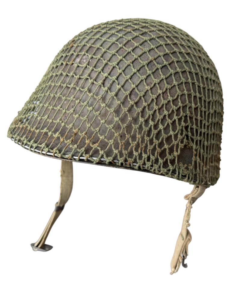 U.S. M1 Helmet Fitted With Westinghouse Rayon Liner - Nice Used Condition