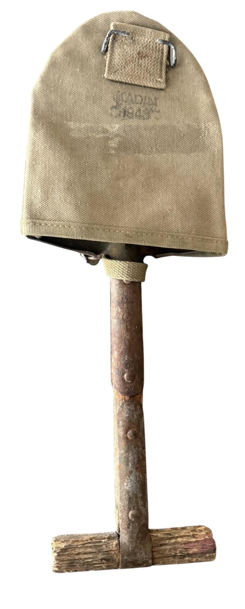 U.S. (Airborne) M-1910 Shortened T-Shovel & Cover - Nice Used Condition
