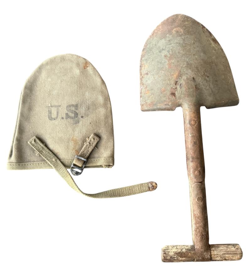 U.S. (Airborne) M-1910 Shortened T-Shovel & Cover - Nice Used Condition