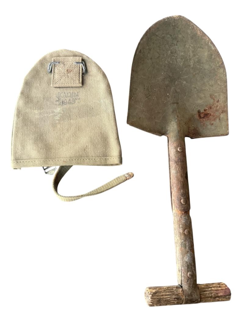 U.S. (Airborne) M-1910 Shortened T-Shovel & Cover - Nice Used Condition