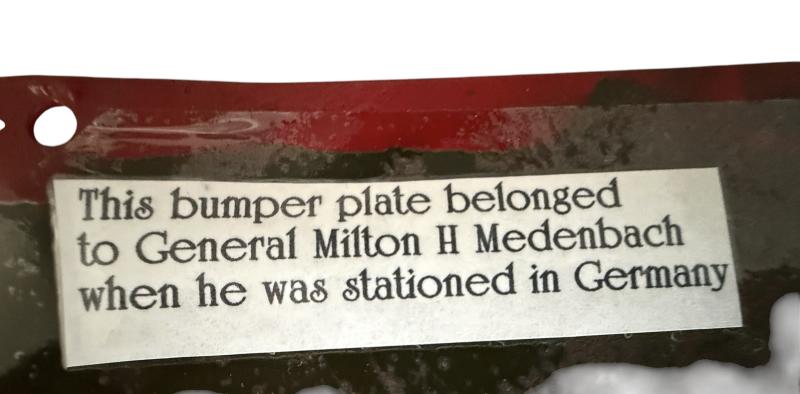 Bumper Plate General Milton H Medenbach - Nice Used Condition
