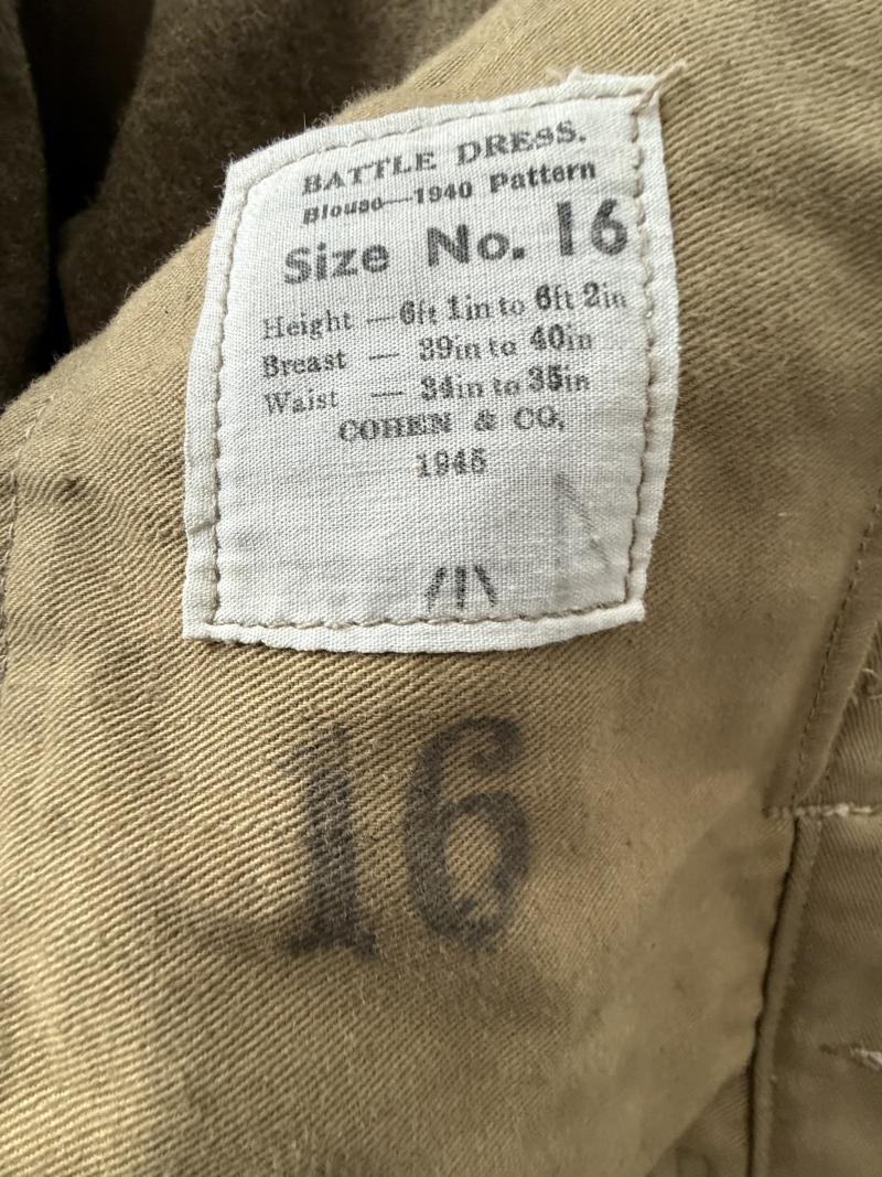 British 1940 Pattern Battle Dress Blouse Size 16 - Near Mint Condition