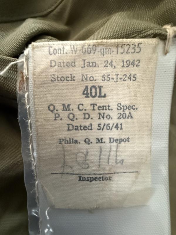 U.S. M1941 Field Jacket 1st Infantry Division Sized 40L - Nice Used Condition