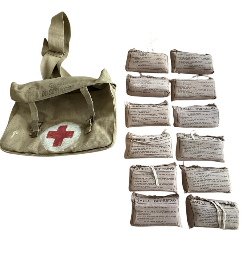British (Airborne) Shell Dressing Bag 1942 Complete With Contents-Nice UsedCondition