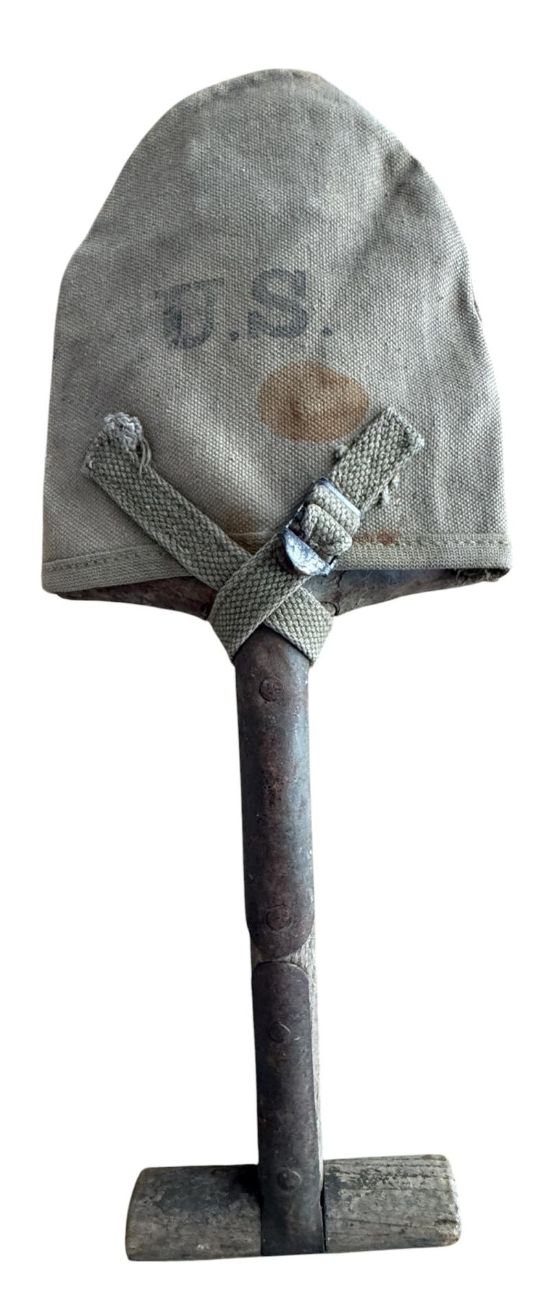 U.S. (Airborne) M-1910 Shortened T-Shovel & Cover - Nice Used Condition