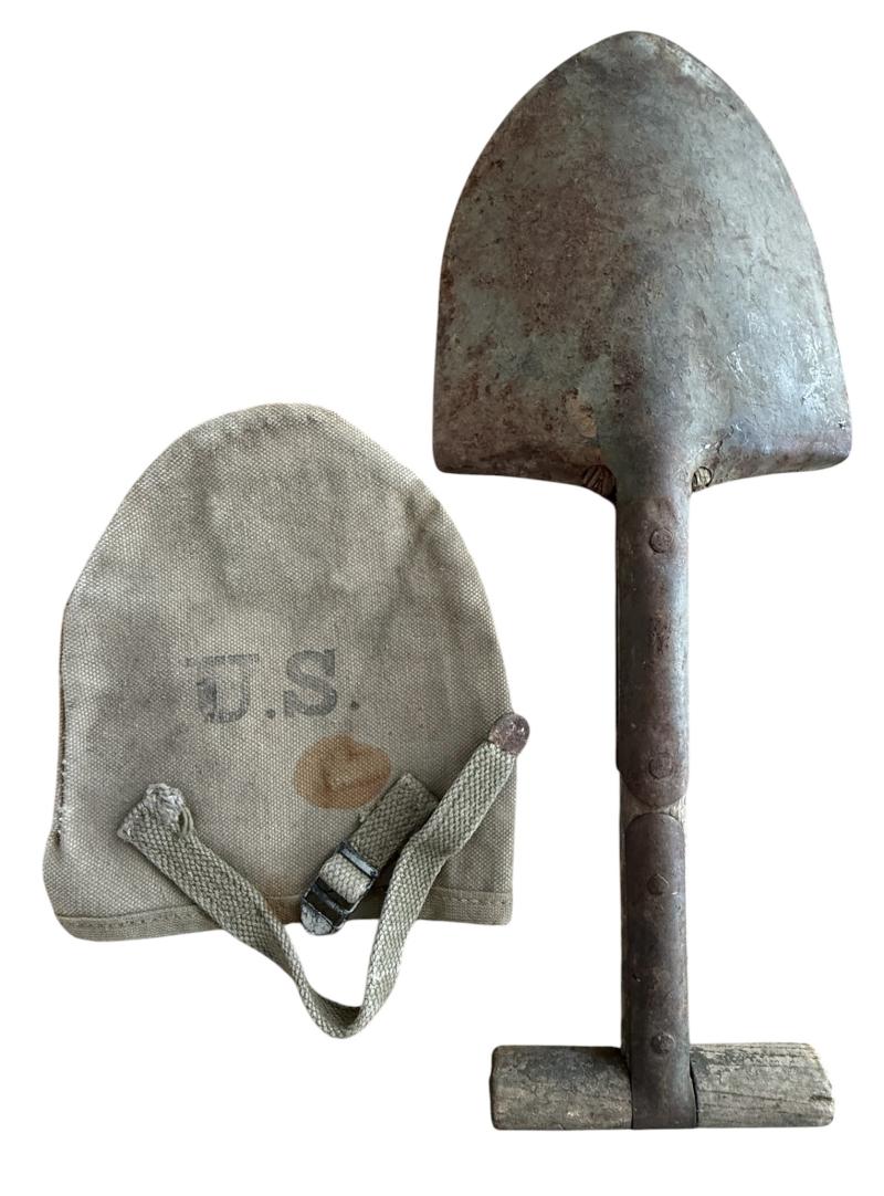 U.S. (Airborne) M-1910 Shortened T-Shovel & Cover - Nice Used Condition