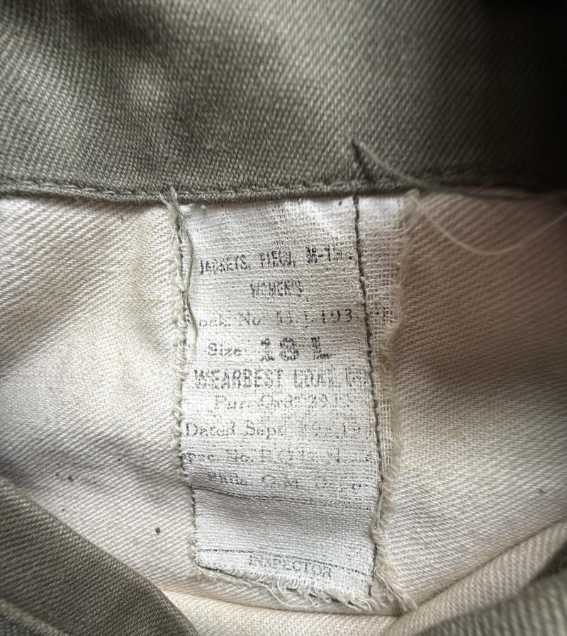 U.S. 9th Army Womans M43 Jacket Size 18L - Nice Used Condition