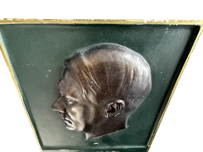 Orginal Plaster Wall Plaque Adof Hitler made By W Gosser Nice Used Condition