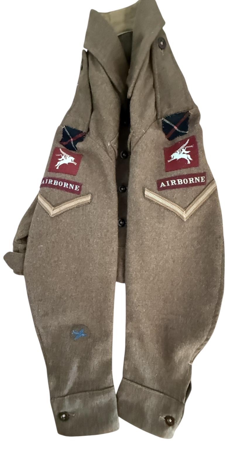 British 1940 Pattern Battle Dress Blouse 7e bataljon (Airborne) King’s Own Scottish Borderers Mounted - Nice Used Condition