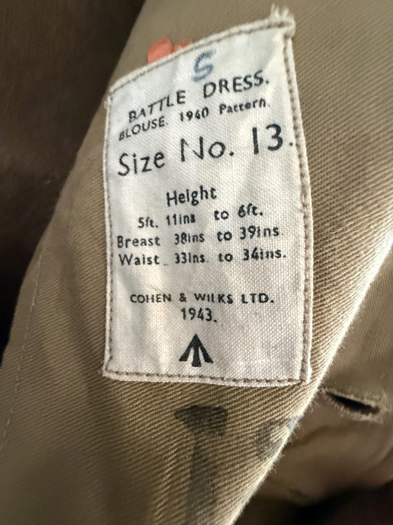British 1940 Pattern Battle Dress Blouse 7e bataljon (Airborne) King’s Own Scottish Borderers Mounted - Nice Used Condition