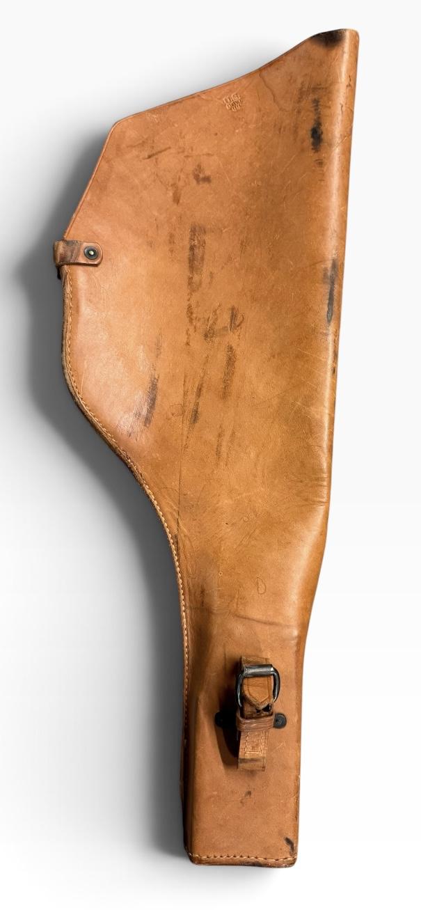 U.S. NOS Thompson SMG Leather Scabbard For Harley-Davidson WLA Motorcycles 1944 Dated - Unissued Condition