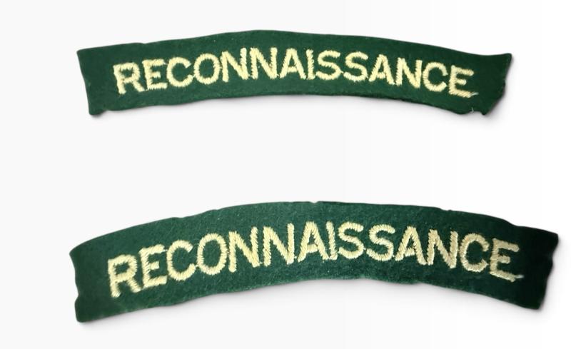 British (Airborne) Pair Off Embroided Reconnaissaince Shoulder Titles - Nice Used Condition
