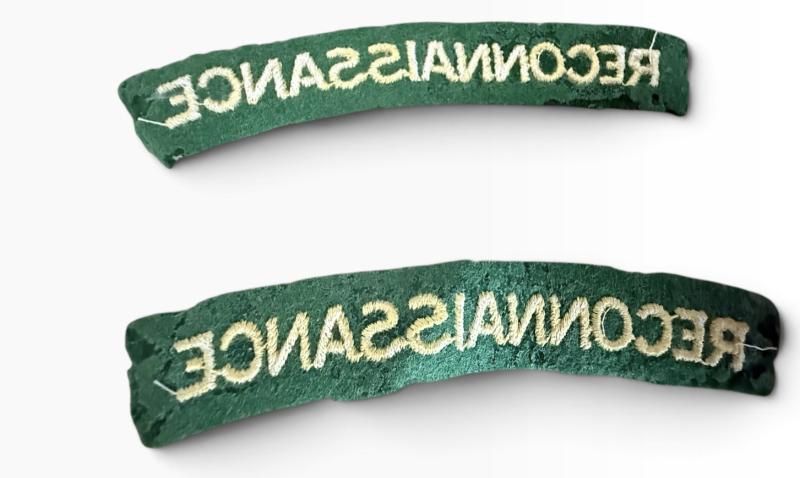 British (Airborne) Pair Off Embroided Reconnaissaince Shoulder Titles - Nice Used Condition