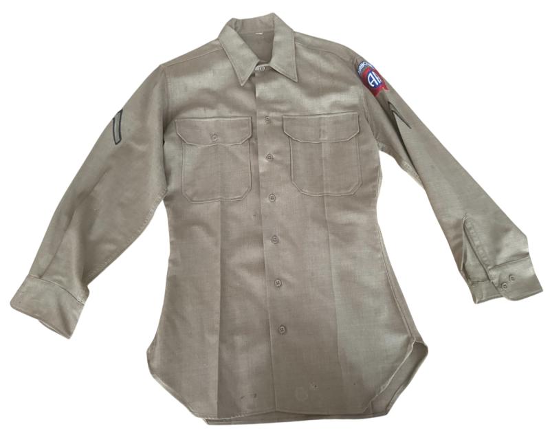 U.S. Flannel Shirt Original Mounted 82nd Airborne Size 15/33  - Nice Used Condition