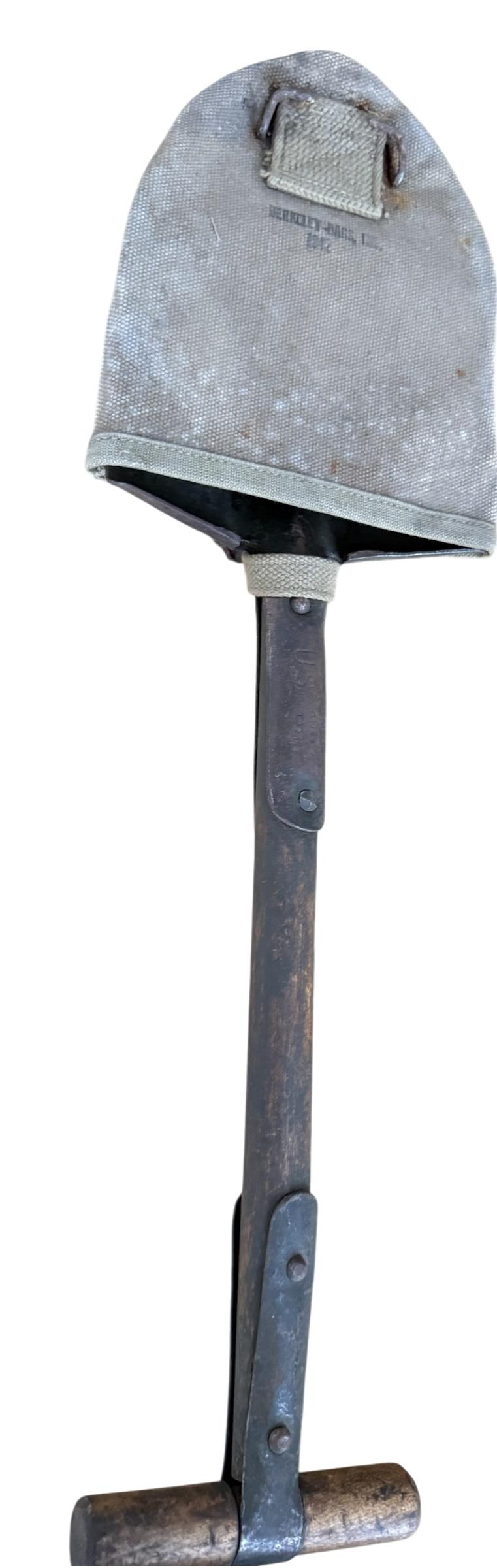 U.S. M1910 Intrenching Shovel i.e. T Shovel & Cover 1942 - Nice Used Condition