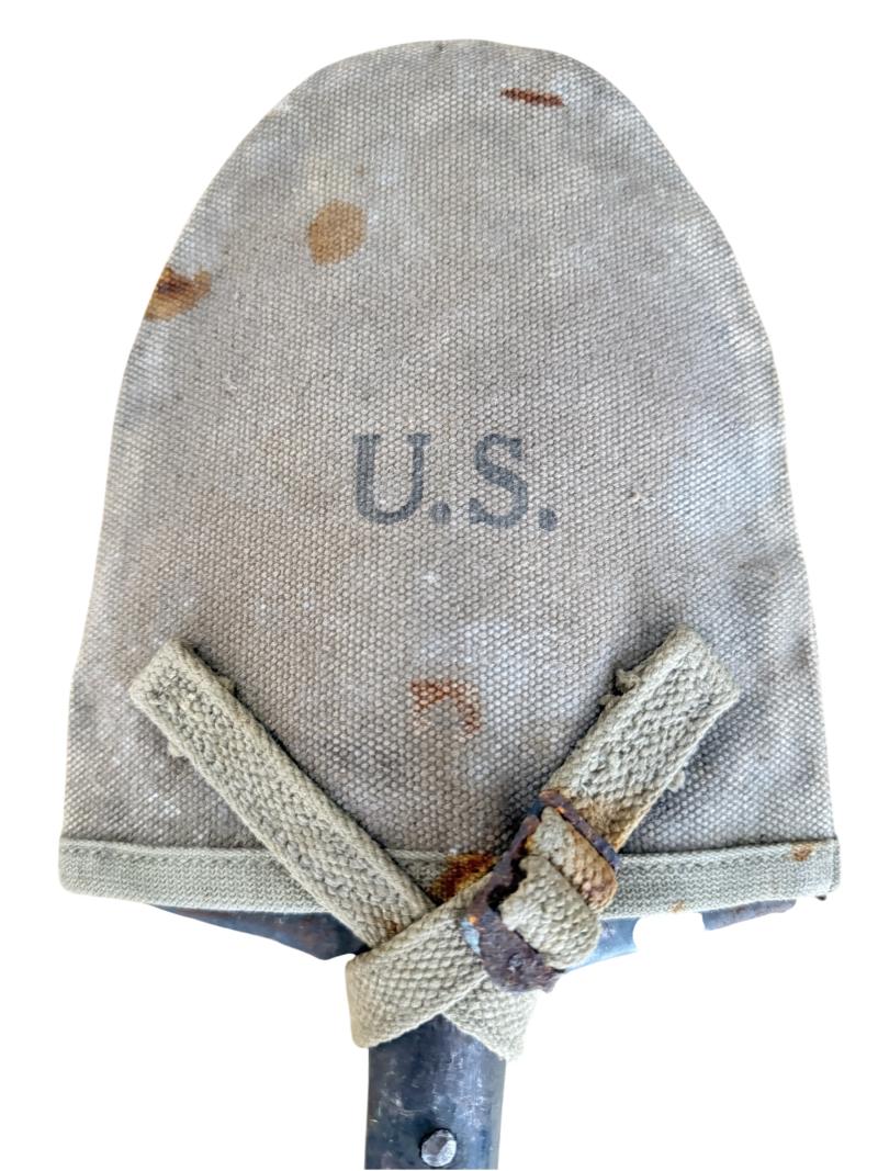 U.S. M1910 Intrenching Shovel i.e. T Shovel & Cover 1942 - Nice Used Condition